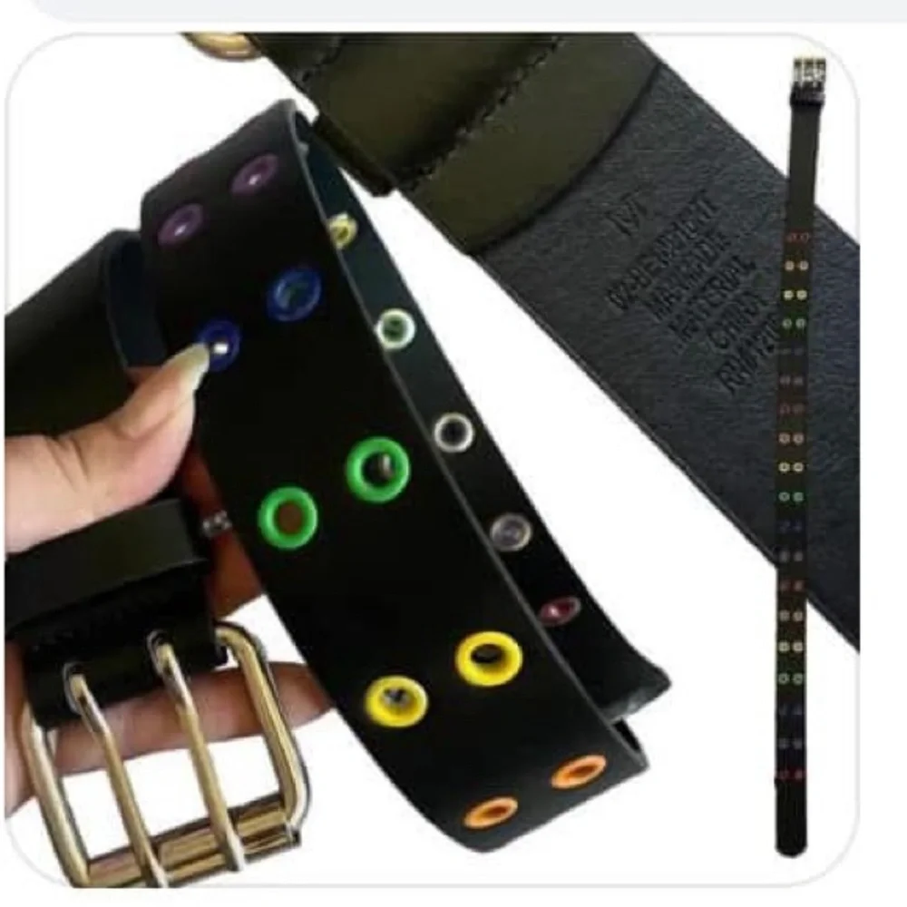 HT-Hot Topic Rainbow Grommet Belt sz M